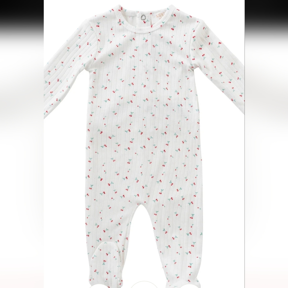 Charming Floral Kids Footie in White